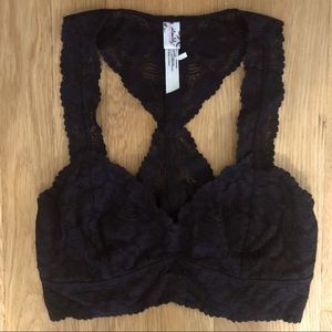 Free People Black Galloon Lace Racerback Bralette